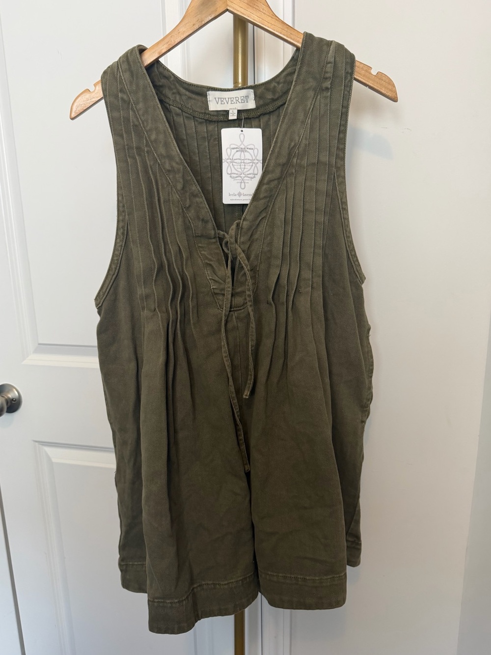 Veveret (Free People style) Olive Green Sleeveless Romper